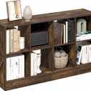Furinno Jensen Book Shelf, 8-Cube Farmhouse Bookshelf, Display Bookcase, 11.8 x 47.6 x 26.8, for Living Room, Bedroom, Home Office, Amber Pine