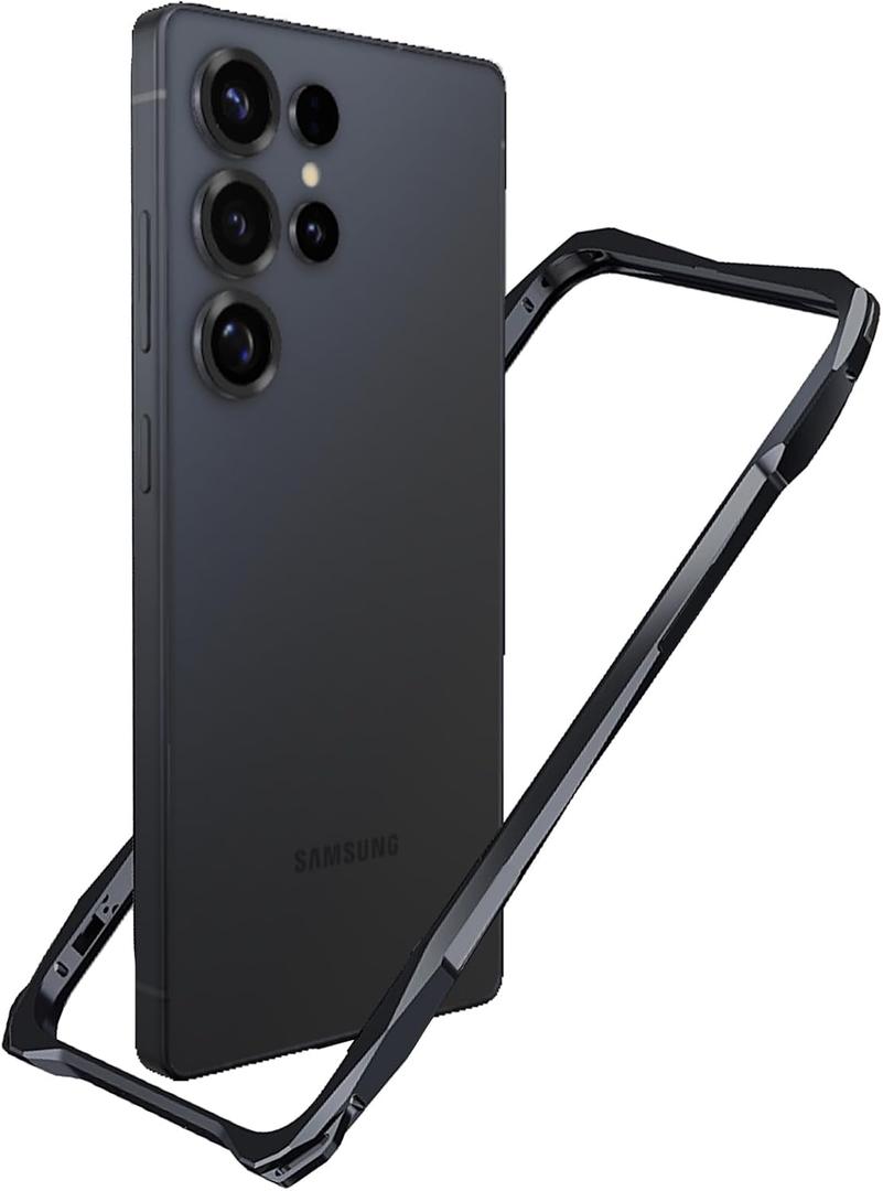 for Samsung Galaxy S26 Plus Bumper Metal Frame Case, Slim Frameless Backless Fast Heat Dissipation, 4 Corner Shockproof Protection Phone Cover Case for Galaxy S26+ (Black)
