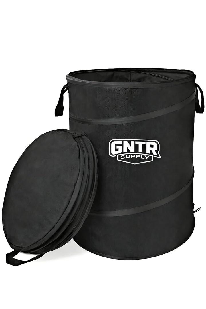 GNTR Supply Deluxe Durable Pop-Up Trash Can Collapsible Garbage Bin with Zippered Lid for Camping, Home, and Outdoor Use 30 Gallon