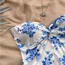 SOLY HUX Women's Floral Print Twist Split Tube Crop Top Strapless Sleeveless Asymmetrical Hem Vacation Tops (S)