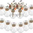 Bokon 5.7" Plastic Small Vases for Centerpieces, Plastic Bud Vase Bulk, Hyacinth Avocado Growing Vases, Tiny Flower Bulb Plant Propagation Containers for Wedding Living Room Table Decorations(12 Pcs)