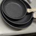 CAROTE Non Stick Frying Pan Skillet Set, Omelet Pan, Healthy Non Toxic Granite Chef Pan, Induction Compatible Egg Frying Pan with Heat-Resistant Handle, PFOA-Free,Black, 8"+10"+12"