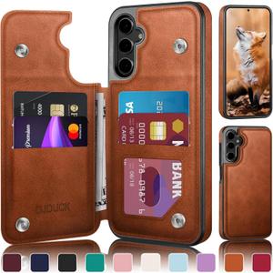 DJDUCK Designed for Samsung Galaxy S25 Plus Case Wallet with Card Holder, [Magnetic Clasp Cover] [RFID Blocking Leather Protection] Shockproof Women Men Cases for Samsung S25 Plus Light Brown