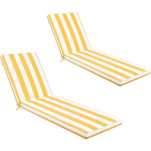 Only choice 2 Pcs Set Outdoor Lounge Chair Cushions Patio Chaise Lounge Chair Cushion Replacement Cushions Furniture Seat Cushions (Yellow White Striped)