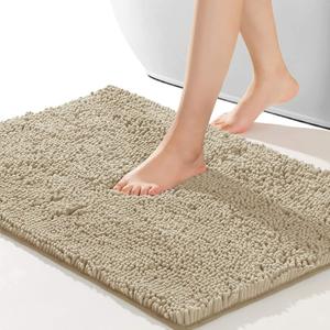 Bathroom Rugs Non Slip, Extra Thick Soft Absorbent Bath Rug 27x20 Inch, Machine Washable Quick Dry Bath Mat for Bathroom Floor, Tub and Shower, Home Decor Accessories, Camel