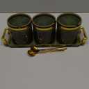 Acrylic Condiment Spice Jars, Condiment Spice Box With Lids and Spoons and Tray, Clear Plastic Condiment Canisters, Seasoning Box 3 Pack, Seasoning Box Set for Kitchen to Storage Salt, Paprika, Sugar (Green)