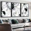 ASDCEUTICALS Large Framed Wall Art - Natural Framed Abstract Canvas Pictures for Living Room Modern Canvas Prints for Bedroom, Black Float Framed Art for Home Office Kitchen Decor 24" X 36" X 3pcs