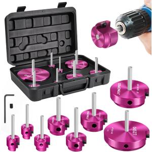 8Pcs PVC Pipe Reamer Kit,PVC Fitting Saver with 1/2",3/4",1",1-1/4",1-1/2",2",3",4" Reamers,PVCs Socket Saver Plumbing Plastic Pipe Reamer Tool Kit for Sch.40 CPVC ABS Hub,Fit Standard 1/2" Drills