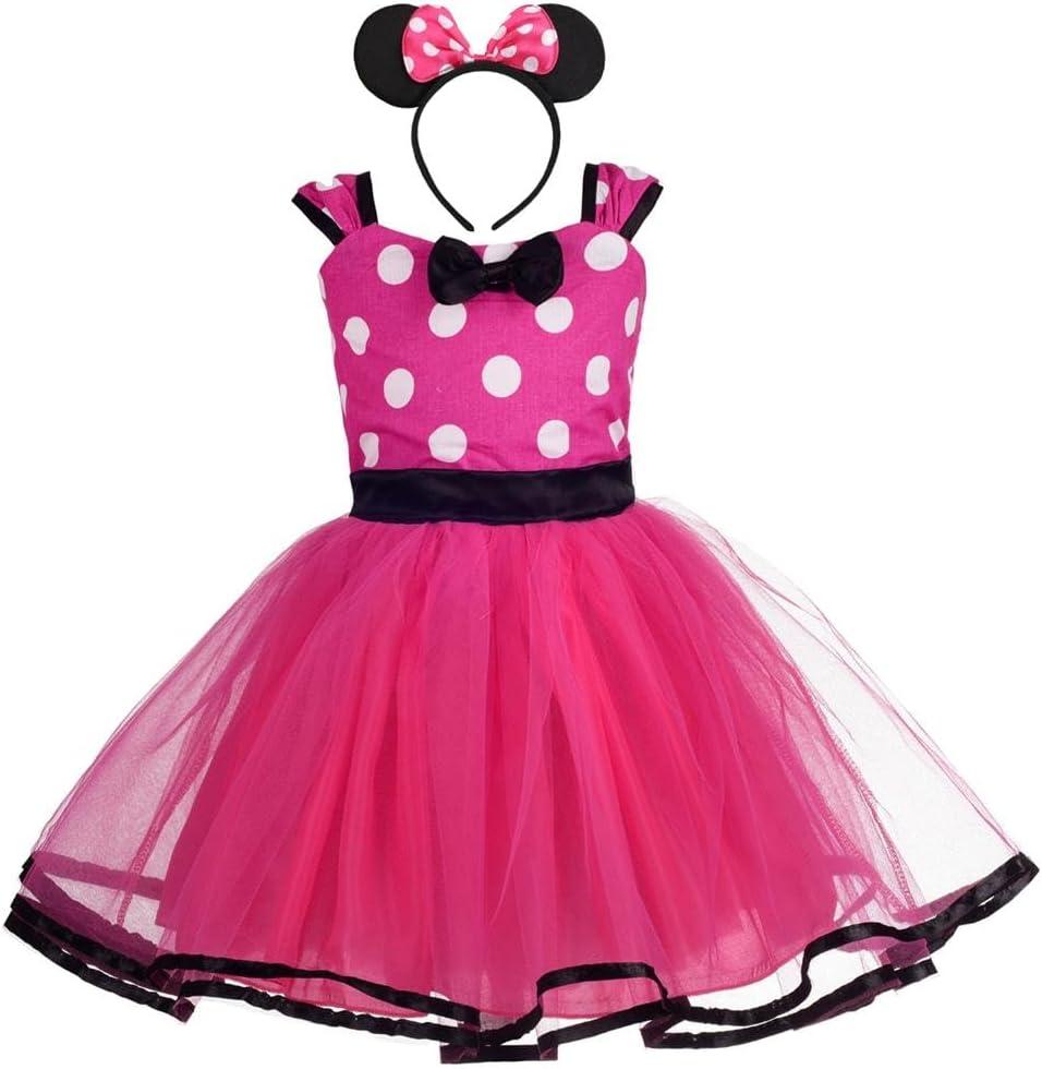 Dressy Daisy Baby Girl Polka Dots Fancy Dress Up Costume Birthday Party Tulle Dresses with Headband Pink/Red/Purple/Hot Pink (18-24 Months)