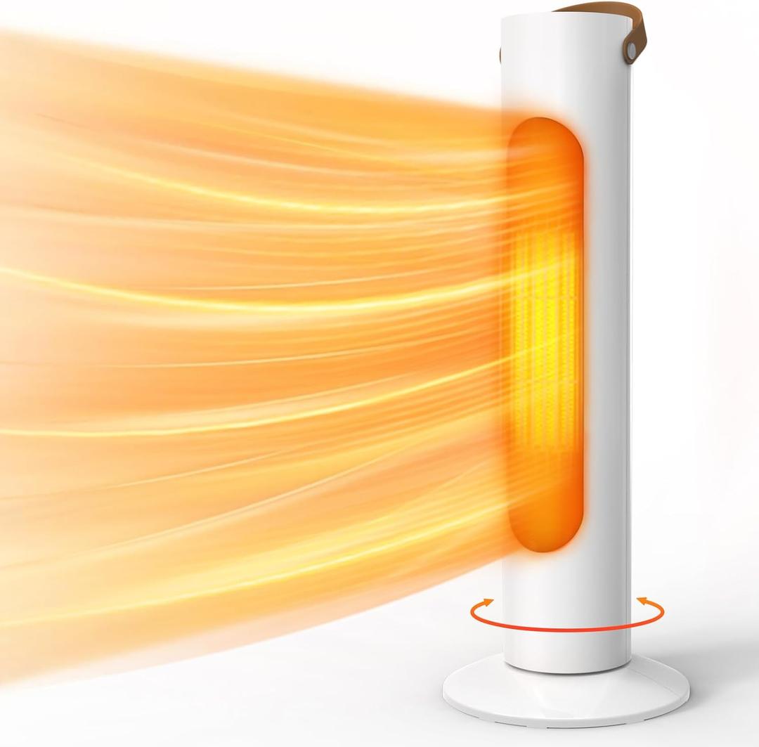25" Electric Space Heaters For Indoor Use, 2-IN-1 Tower Heater And Fan Combo, 70Oscillating, 2S Instant Heating, 1500W, 3 Heating & Fan Modes,Electric Portable Heater For BedroomOfficeHome, SnowWhite