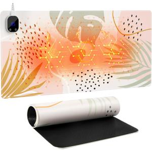 iCasso Heated Mouse Pad Hand Warmer, Heated Desk Pad, 35.4" x 15.7" Warm Desk Protector Mat with 4 Heating Levels for Computer Keyboard, XXL Large Mousepad for Home Office Work (Morandi)