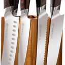 5-Piece Knife Set with 360 Rotatable Magnetic Knife Holder, Kitchen Knife Set - Wooden Magnetic Knife Holder Suitable for Thanksgivin Father's Day Gift Giving Holiday Gift Giving