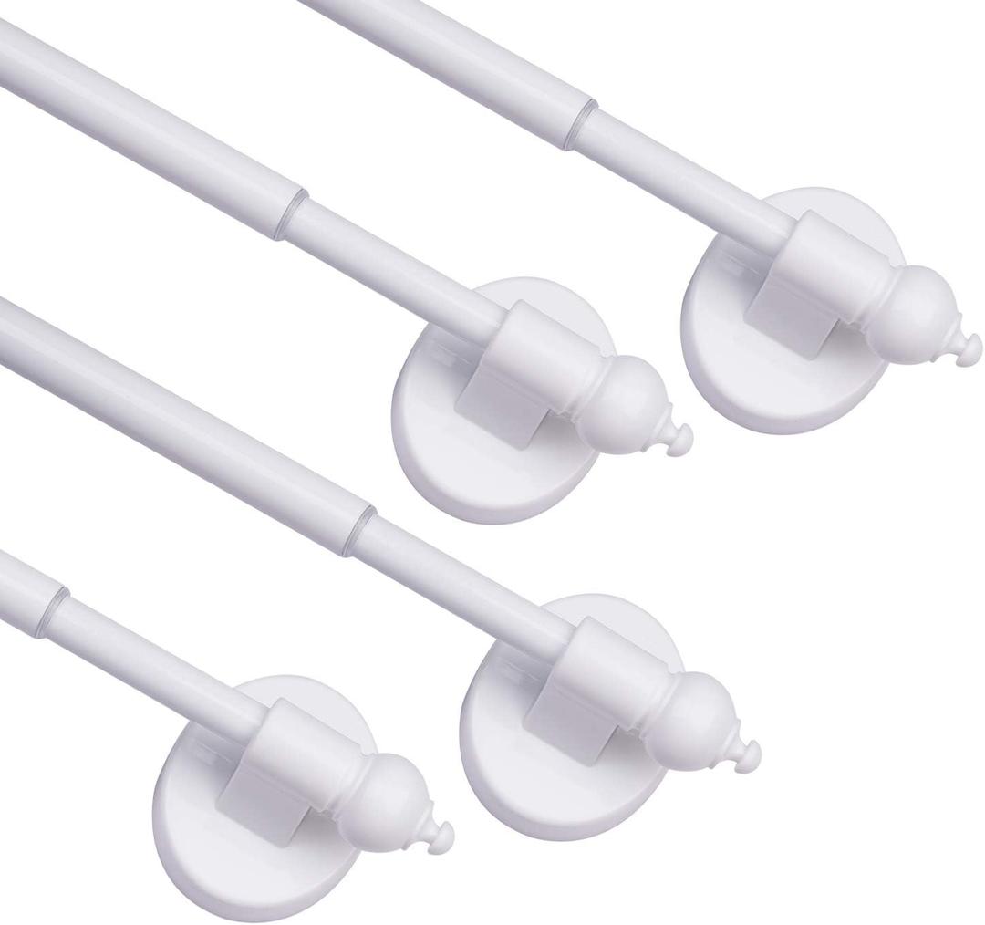 Magnetic Curtain Rods for Metal DoorsMulti-Use Adjustable Appliance for Windows Iron Steel Places16-28 InchWhite4 Pack