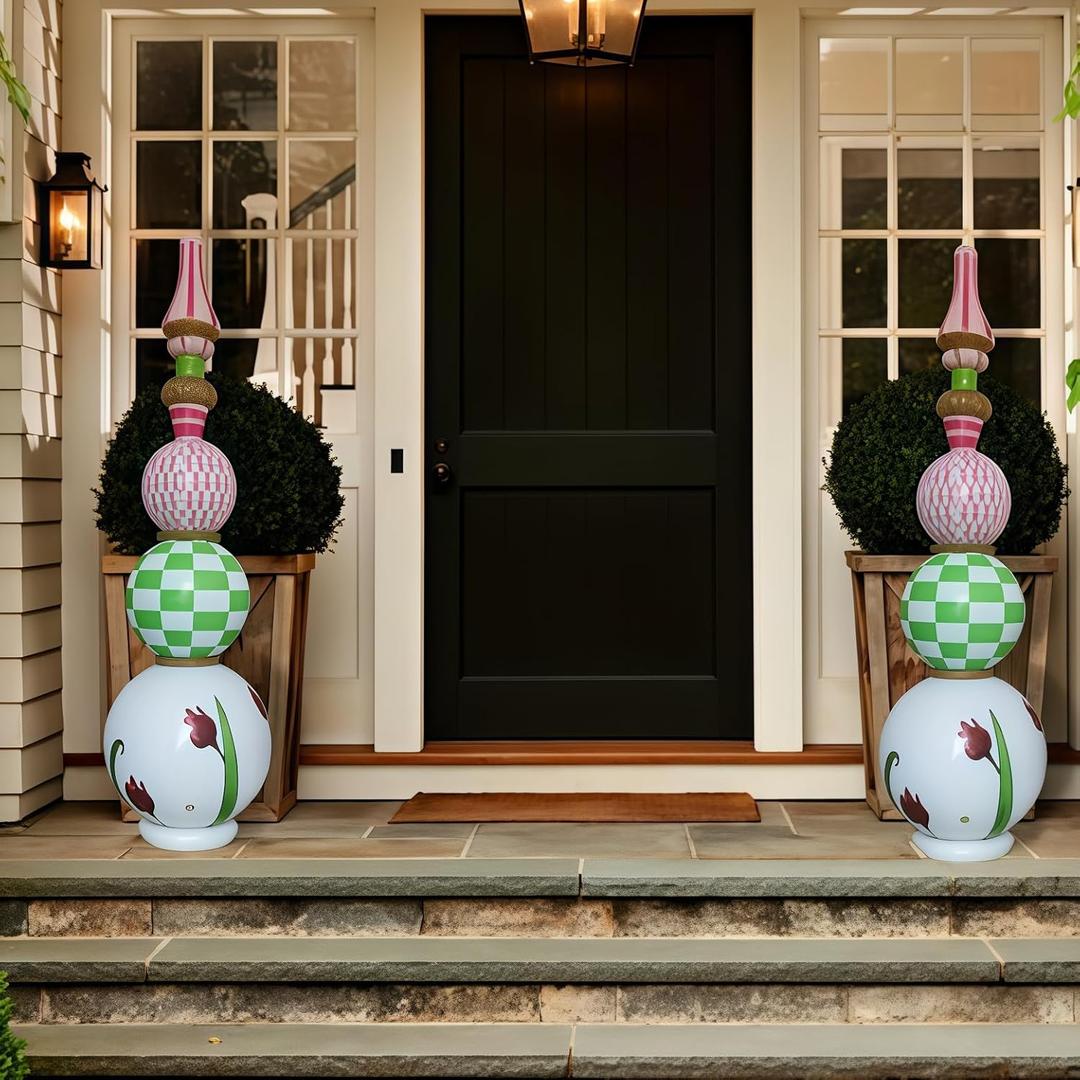 4.3Ft 2 Pcs Large Inatable Christmas Ornaments Balls Outdoor, Topiary Decorations for Urn Porch, Yard Garden Garden Easter Decor