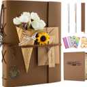 Scrapbook Photo Album 100 Pages, 60 Page Self Adhesive+40 Page Kraft Paper DIY Photo Book for 2x3 3x5 4x6 5x7 Pictures, Leather Memory Book for Wedding Baby Family Travel Birthday Christmas