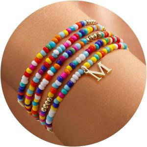 Ritach Beaded Bracelet for Women Gold Initial Bracelet Women Gifts for Friendship Teachers Graduation