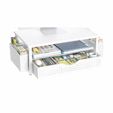 Spacrea Desk Organizer and Accessories, Computer Monitor Stand Riser with Drawer and 2 Pen Holders, Office Desk Accessories & Workspace Organizers for Office Supplies - White