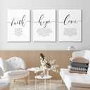 Bible Verses Wall Decor 3 Pieces Scripture Quotes Canvas Wall Art Faith Hope Love Scripture Posters Prints Christian Artwork Pictures for Living Room Bedroom Decoration 12x16 Inch Framed Set of 3