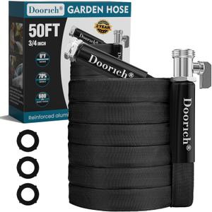 Garden Hose, Lightweight, Ultra Flexible, Durable, Kink-Free Water Hose with Valve - Made of TPU, Drinking Water Safe Material, Non-Shrinking, Easy to Store, All-Weather, Black (50 FT)