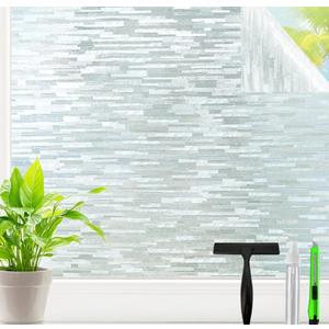 Frosted Glass Window Privacy Film Decorative, Bathroom Window Privacy Film for Glass Windows Cover, Static Cling, Removable, Reusable, Anti-UV, Anti-Glare, Heat Blocking, 47.2 Inch by 157.4 Inch