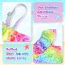 Girls Tankini Swimsuit Two Piece Bathing Suit Colorful Toddler Kids Ruffle Swimwear Adjustable Strap Summer Beach