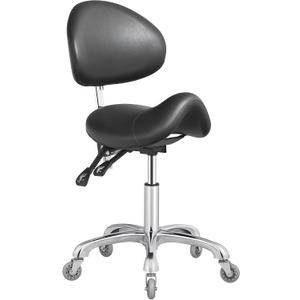 Ergonomic Saddle Stool with Adjustable Height & Backrest, 360 Swivel Rolling Wheels for Office, Dental, Salon Spa, Tattoo - Support for Estheticians, Stylists & Professionals