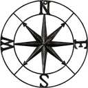 DECORKEY 11" Compass Wall Decor Decorative Round Metal Compass Distressed Wall Dcor Nautical Wall Decor for Indoor Outdoor Beach House Decor Nursery Decor Lake House