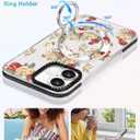 Toycamp for iPhone 16 Plus Case Compatible with Magsafe - Cute Design 360 Magnetic Ring Holder Stand Kickstand Funny Watercolor Flower Girly Pretty Fashion TPU Phone Covers for Women Tenn Girls