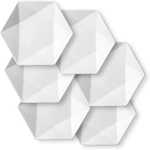 Delling Appetizer Plates Set  Porcelain 7 inch White Dessert/Serving/Salad Plates  Dinnerware Dishes Set for Snacks, Pasta, Side Dishes  Set of 6