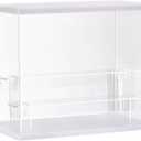 MECCANIXITY Clear Acrylic Display Case with LED Light 2 Tier Dustproof Showcase Assemble Cube Display Boxes Stand for Collectibles, Action Figures (12.6x7.09x10.43) White