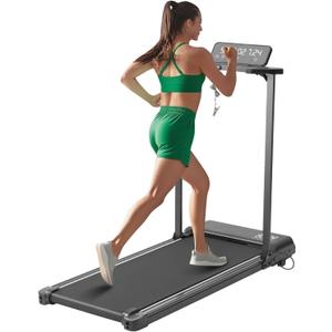 Compact Walking Pad with Handle Bar, Foldable Electric Treadmill with Handles and 3.5HP Powerful, Portable Small Walking Pads Treadmill for Home Small Spaces,400LBS Weight Capacity