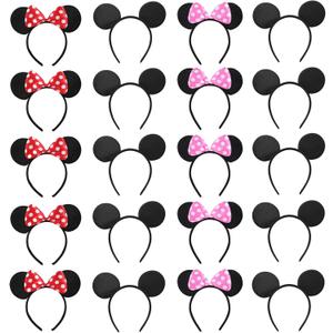 NEWTGAN 20 PCS Mouse Ears Headbands for Birthday Party Theme Park Costume Play Celebration for Boys and Girls (3color)