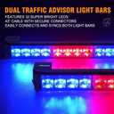 Xprite Emergency Dash Strobe Lights, 32LED Anti-Glare Windshield Visor Light Bar, Wireless Remote & Pressure-Boosted Suction Cups for Traffic Construction Police Vehicles Red Blue