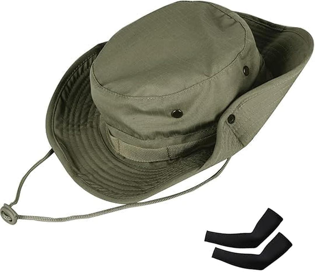 Sun Hats for Men Women Bucket Hat UPF 50+ Boonie Hat Foldable UV Protection Hiking Beach Fishing Summer Safari (Upgraded-1pack-army Green)