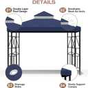10x10 Canopy Replacement Top Double Tiered Gazebo Cover for Yard, Patio & Garden Durable Sunshade Replacement (Navy Blue)