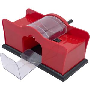 CHH Hand Cranked Card Shuffler Manual Card Shuffler for Standard or Bridge-Sized Playing Cards Quiet and Easy to Use - Designed for 2 Decks Red