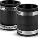2 Pcs 2 IN Flexible PVC Pipe Coupling with Stainless Steel Clamps Fit 2 IN Nominal Pipes, Couplers for Plastic and Copper Pipe Plumbing Connections, Drain Repair, Dust Hose