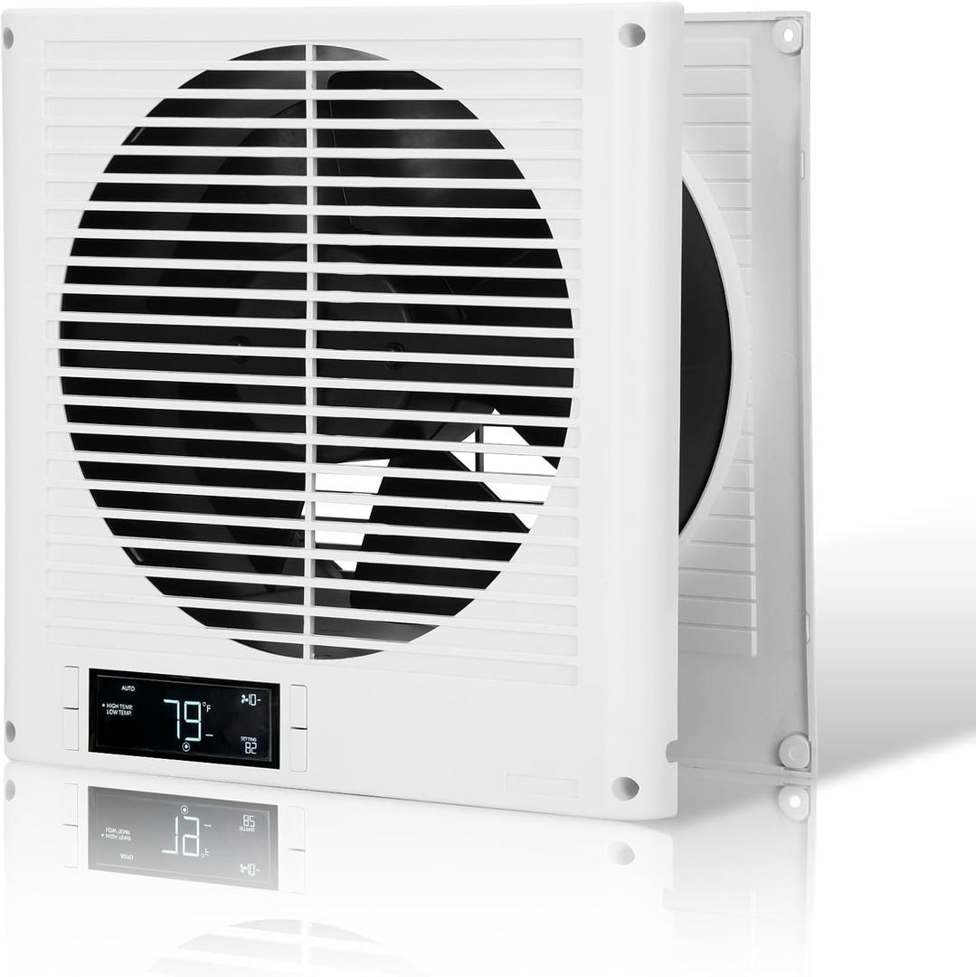8" Through Wall Fan 305 CFM, Room to Room Air Transfer Fan, Reversible Airflow Design, Programmable Timer, Quietly Circulating Air for Home, Office, Closet, Laundry Room & More
