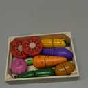 Wooden Play Food for Kids Kitchen Toys for Toddlers Cutting Pretend Toy Food Wooden Fruits Vegetables Gift for Boys Girls Educational Toys