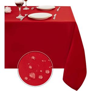 Obstal 210GSM Rectangle Red Tablecloth, Christmas Decorations Waterproof Table Cloth, Table Cover Protector for Holiday Party Use (Rio Red,60 x 84 Inch)