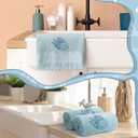 Breling 2 Pcs Summer Beach Hand Towels for Bathroom Blue Embroidered Ocean Coastal Fingertip Towels 13.8 x 29.5'' Under The Sea Seashell Starfish Absorbent Kitchen Dishcloth for Bath Guest Gifts