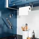 Paper Towel Holder Under Cabinet, Single Hand Operable Roll Holder with Damping Effect,No Drilling or Wall Mounted SUS304 Stainless Steel for Kitchen Bathroom (Sliver)