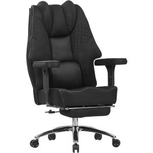 VECELO Big and Tall Office Chair 400lbs, Mesh High Back Computer Chair with Foot Rest, Ergonomic Desk Chair with Lumbar Support and Armrest, Black