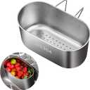 Stainless Steel Sink Drain Strainer Basket, Multifunction Hanging Sink Strainer Colander Drain Basket, Kitchen Sink Food Waste Filter and Vegetables Fruits Clean