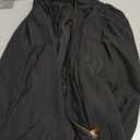 WOWULOVELY Women's Puffed Bomber Jacket Oversized Lapel Collar Streetwear Coat Long Casual Batwing Sleeve Zip Pleated Shirts (Black)