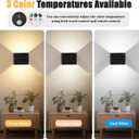 Yochoice Motion Sensor Wall Sconces with Remote Control, 6000mAh Black Wireless Touch Control Rechargeable Lamps with 3 Color Temperatures, LED Up Down Battery Operated Wall Lights Indoor, 2-Pack