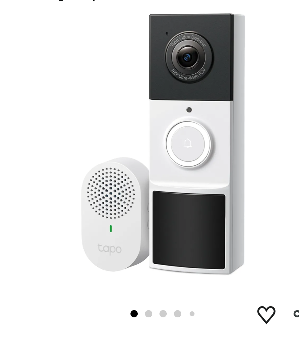 Tapo 2K Wireless Smart Video Doorbell with Chime - 160° Ultra-Wide View, Person Detection, Ring Call, 2-Way Audio, Subscription-Free Local Storage/Optional Cloud, Motion Only Alert, D210