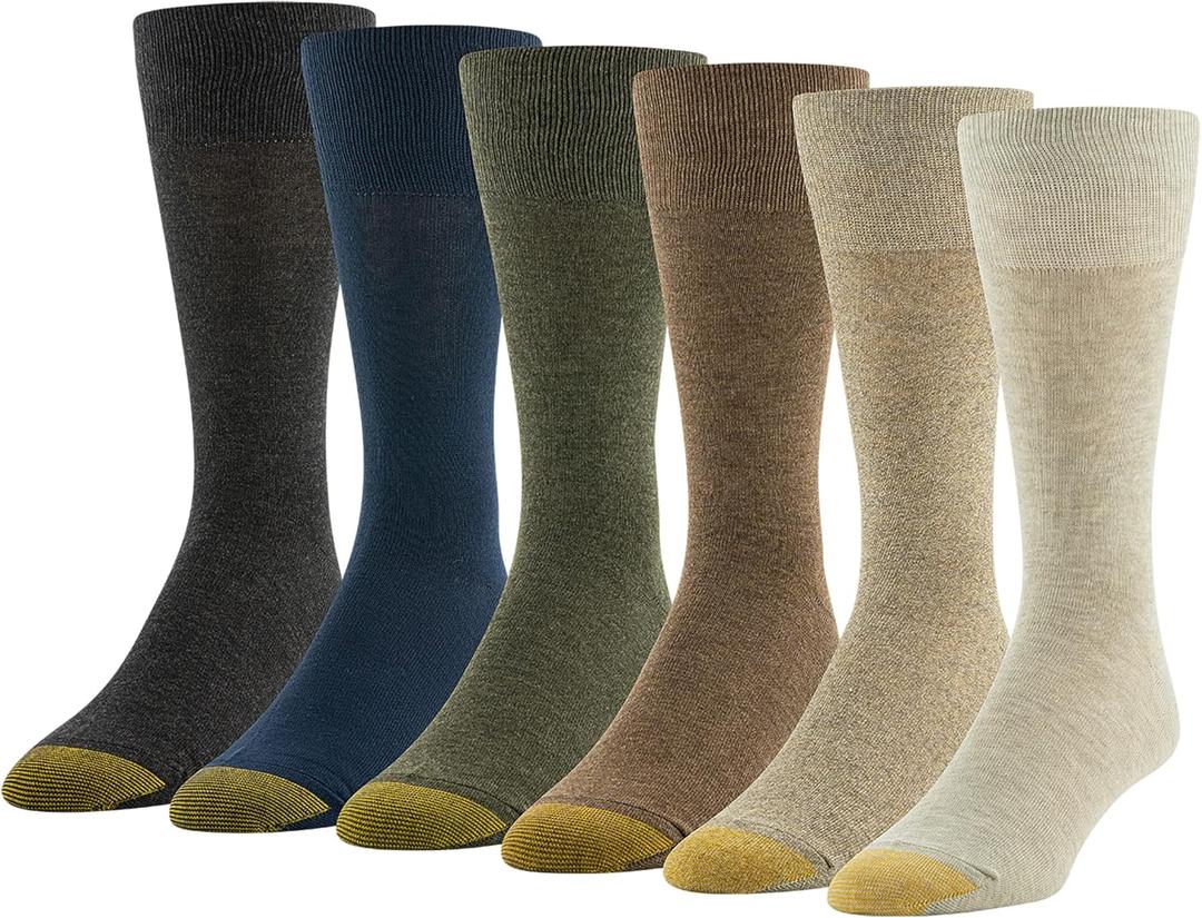 GOLDTOE Men's Cambridge Crew Socks, 6-Pairs (Large)