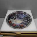 Stained Glass Window Hanging Christmas Tree Winter Snow Night Scenery 7.8" - Suncatcher Door Garden Kitchen Sun Catcher Home Decor Birthday for Mom Men Woman Friend (White)