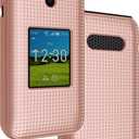Nakedcellphone Case for AT&T Cingular Flex 2 / Cricket Debut Flex, Slim Hard Shell Protector Cover [Anti-Fingerprint, Grid Texture] for U1030AA / U1030AC Flip Phone (2023) - Rose Gold Pink